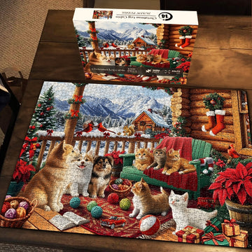 Christmas Log Cabin Jigsaw Puzzle 1000 Pieces